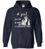 A girl her cat and wine it is beautiful thing T shirt