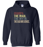 Grandpa the man the myth the bad influence vintage T-shirt, gift tee