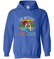 Cat mother wine lover strong woman vintage retro tee shirt hoodie