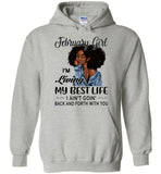 Black February girl living best life ain't goin back, birthday gift tee shirt for women