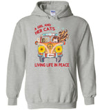 A girl and her cats living life in peace sunflower hippie car Tee shirt