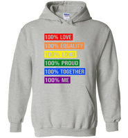100% love equality loud proud together me lgbt gay pride rainbow tee shirt