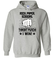 Rock paper scissors throat punch i win t shirt