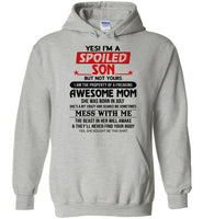 I'm a spoiled son property of freaking awesome mom, born july, mess me, the beast in her awake Tee shirt