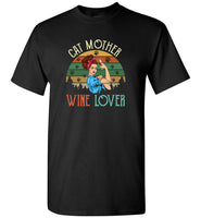 Cat mother wine lover strong woman vintage retro tee shirt hoodie