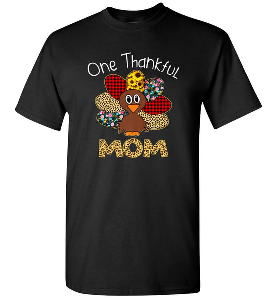One Thankful Turkey Mom Thanksgiving Leopard T Shirt