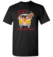 A girl and her sheltie living life in peace sunflower hippie car Tee shirt