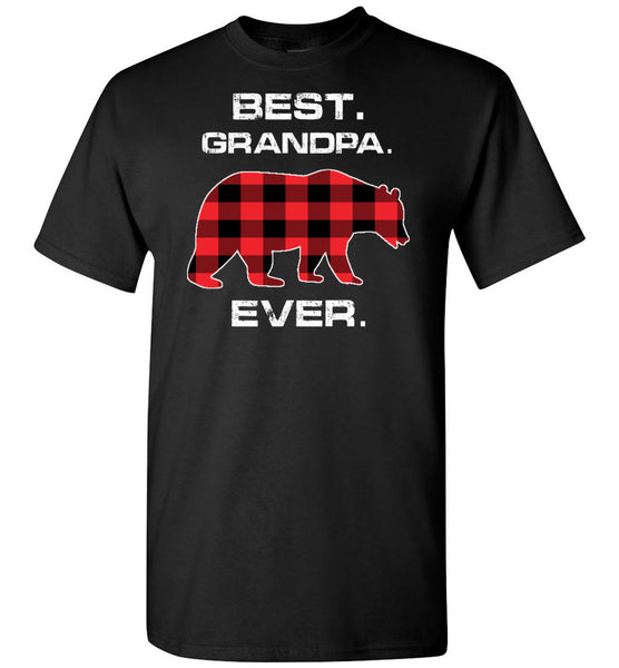 Red Plaid Best Grandpa Ever Bear Fathers Day Gift Funny T-shirt