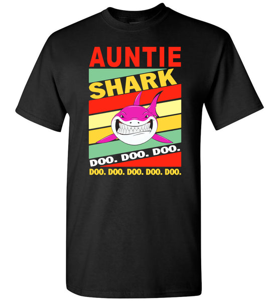 Vintage auntie shark doo doo doo shirt, pink gift tee for aunt