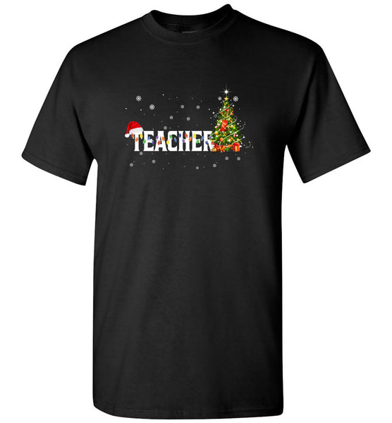 Teacher Christmas Santa Hat Holiday Xmas T Shirt