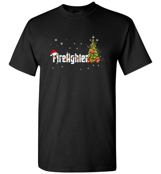 Firefighter Christmas Santa Hat Holiday Xmas T Shirt