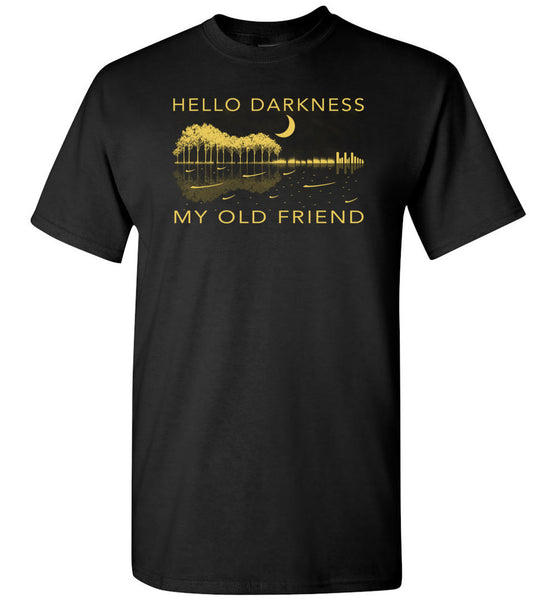 Hello darkness my old friend, guitar lake shadow, guitar lover, love guitar T- shirt