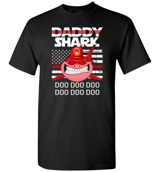 FireFighter Daddy Shark Blue Line Funny Gift Shirt, Father's day gift tee