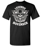 Legends are born in November, skull gun birthday's gift tee shirt