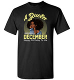 A Queen was born in December happy birthday to me, black girl gift Tee shirt