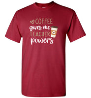 Coffee gives me teacher power tee shirt hoodie