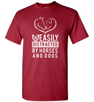 Easily distracted by horses and dogs tee shirt hoodies