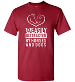 Easily distracted by horses and dogs tee shirt hoodies