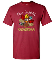 One Thankful Turkey Grandma Thanksgiving Leopard T Shirt