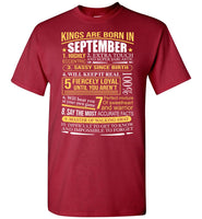 Kings Born In September Highly Eccentric Extra Touch Fiercely Loyal Beat You Sassy Birthday T Shirt