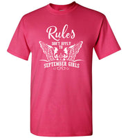 Rules Don't Apply To September Girls Birthday Gift Tee Shirt