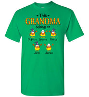 Personalized Grandma Belongs to Grandkids Custom Name Candy Halloween Gift Idea For Mimi Nana Gigi Mom T Shirt