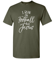 I run on football and jesus tee shirt hoodie