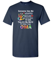 Someone has wrapped around their little finger to me they are my world, to them i am oma tee shirts