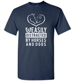 Easily distracted by horses and dogs tee shirt hoodies