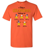 Personalized Grandma Belongs to Grandkids Custom Name Candy Halloween Gift Idea For Mimi Nana Gigi Mom T Shirt