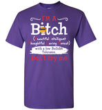 I'm A Bitch Beautiful Intelligent Thoughtful Caring Honest Low Bullshit Tolerance Don't Try Me Emoji T Shirt