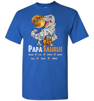 Personalized Papa Grandpa Saurus With Grandkids Name Halloween Gift Idea T-Shirt