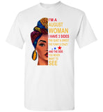 August woman three sides quiet, sweet, funny, crazy, birthday gift T shirt