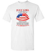 July Girl I Can Be Mean Af Sweet As Candy Cold As Ice American Lips T shirt
