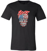 Lady skull america flag flower tee shirt