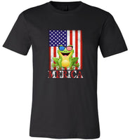 Merica Frog With Glasses American Flag Tee Shirt Hoodie