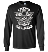 Legends are born in November, skull gun birthday's gift tee shirt