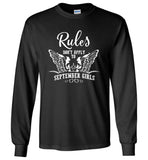 Rules Don't Apply To September Girls Birthday Gift Tee Shirt