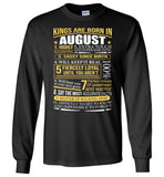 Kings Are Born In August Highly Eccentric Extra Touch Fiercely Loyal Beat You Sassy Birthday Gift T Shirt For Men