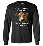 Cow rock paper scissors throat punch I win T shirt