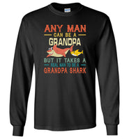 Vintage real man to be a grandpa shark t shirt, gift tee for grandpa