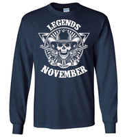 Legends are born in November, skull gun birthday's gift tee shirt