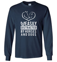 Easily distracted by horses and dogs tee shirt hoodies