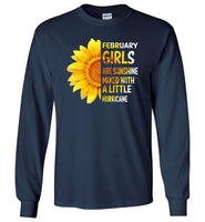 February girls are sunshine mixed with a little Hurricane sunflower T-shirt