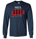 Red Plaid Mr & Mrs Bear Matching Family Pajama T Shirt