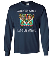 A Girl And Her Animals Living Life in Peace Tee Shirt