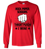 Rock paper scissors throat punch i win t shirt