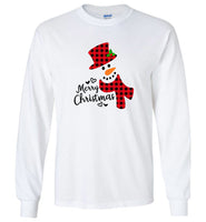 Merry Christmas Plaid Snowman Xmas Gift T Shirts