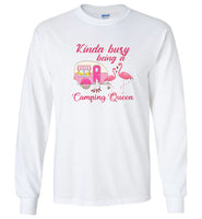 Kinda busy being a camping queen flamingo tee shirt hoodie