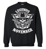 Legends are born in November, skull gun birthday's gift tee shirt